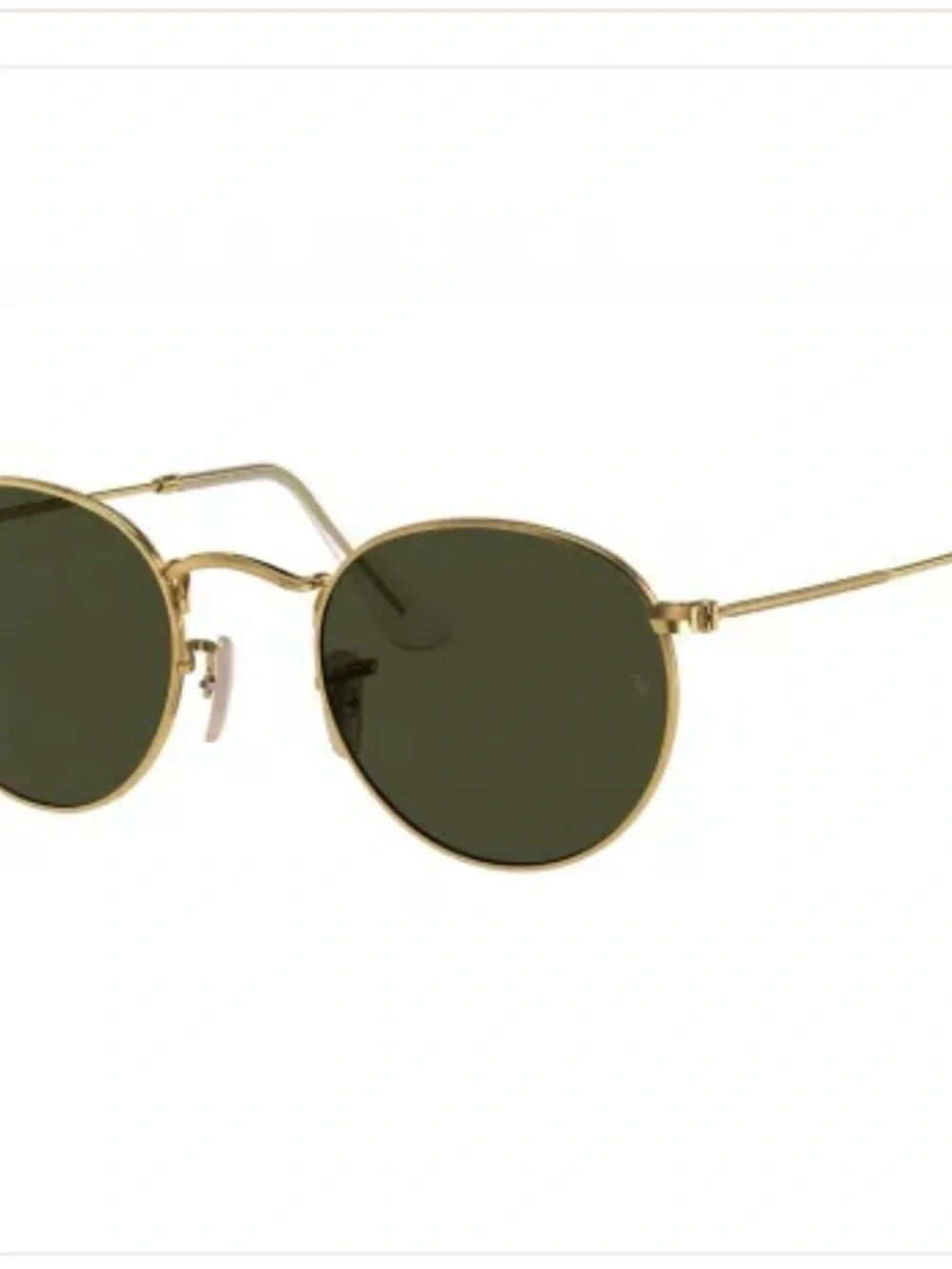 Ray-Ban RB3447 Round Metal Sunglasses 53mm Gold G-15 Green Lenses